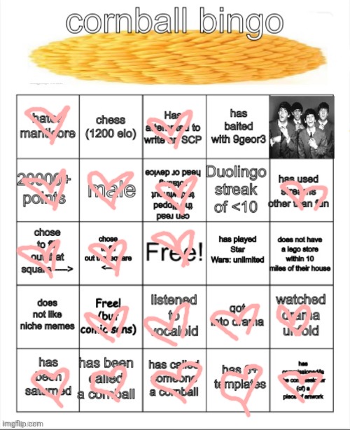 pow | image tagged in cornball bingo | made w/ Imgflip meme maker
