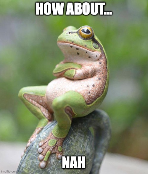 nah frog | HOW ABOUT... NAH | image tagged in nah frog | made w/ Imgflip meme maker