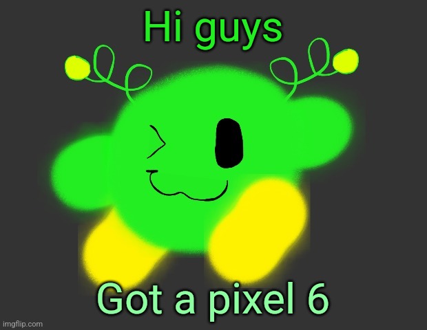 vroby green dmb | Hi guys; Got a pixel 6 | image tagged in vroby green dmb | made w/ Imgflip meme maker
