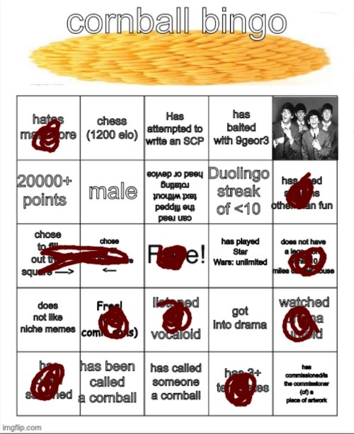 cornball bingo | image tagged in cornball bingo | made w/ Imgflip meme maker