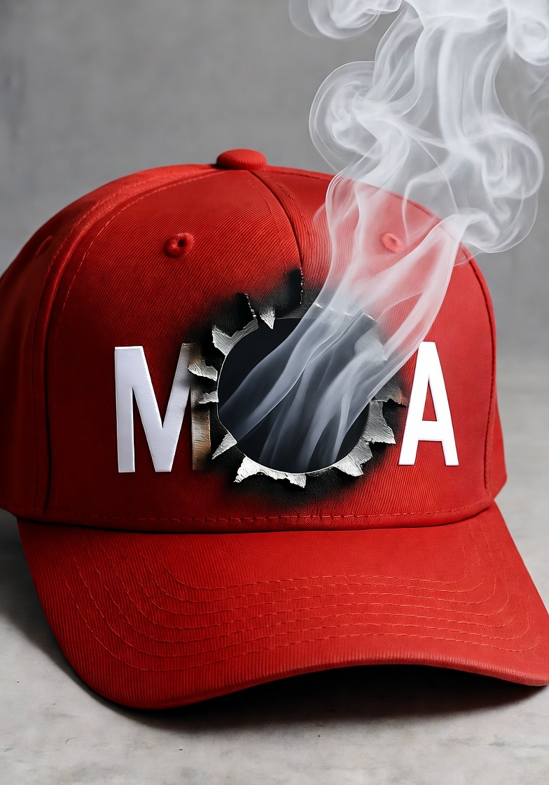 Smoking bullet hole MAGA hat Blank Meme Template
