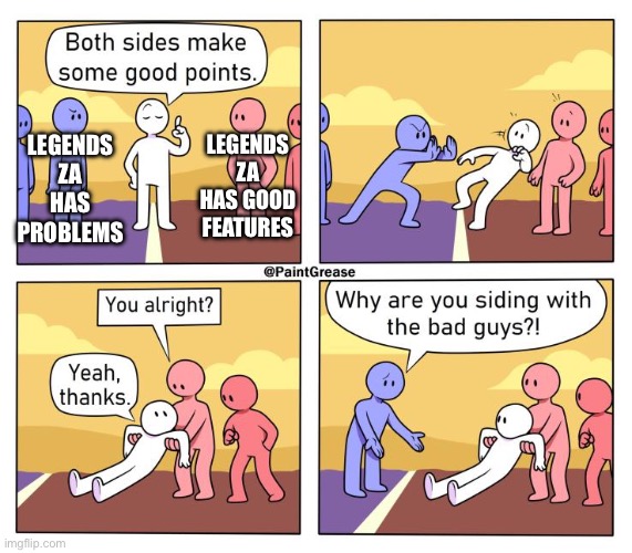 Both Sides Have A Point | LEGENDS ZA HAS GOOD FEATURES; LEGENDS ZA HAS PROBLEMS | image tagged in both sides have a point | made w/ Imgflip meme maker
