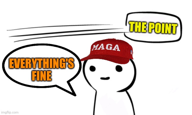 Over Your Head | THE POINT EVERYTHING'S 
FINE | image tagged in over your head | made w/ Imgflip meme maker