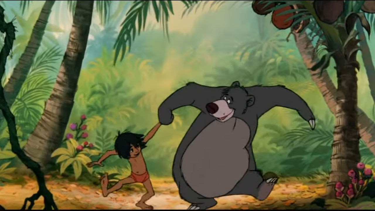 Mowgli and Baloo dancing Blank Meme Template