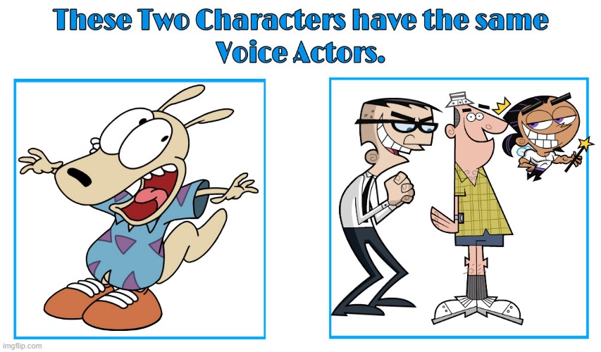 Carlos Alazraqui 2 | image tagged in same voice actor,carlos alazraqui,rocko's modern life,fairly odd parents,nickelodeon | made w/ Imgflip meme maker
