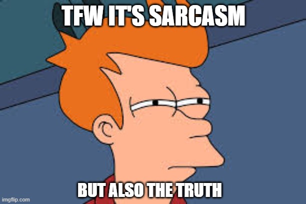 Doubt | TFW IT'S SARCASM BUT ALSO THE TRUTH | image tagged in doubt | made w/ Imgflip meme maker