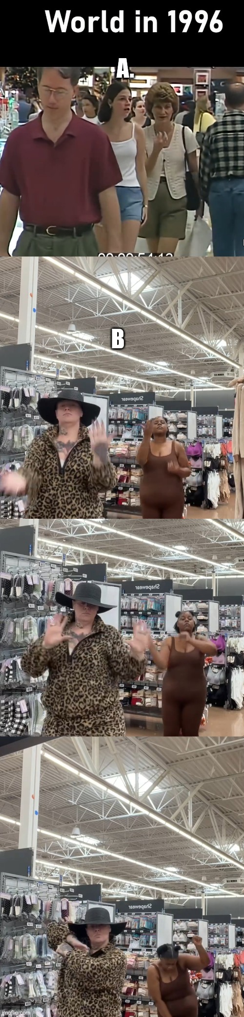 A OR B has just proved we lost a past time | A. B | image tagged in mall,wtf,store | made w/ Imgflip meme maker