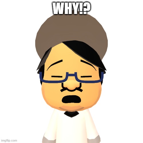 WHY!? | WHY!? | image tagged in mii | made w/ Imgflip meme maker