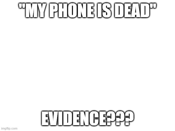 "MY PHONE IS DEAD"; EVIDENCE??? | image tagged in msmg,pablo why aren't we alive | made w/ Imgflip meme maker