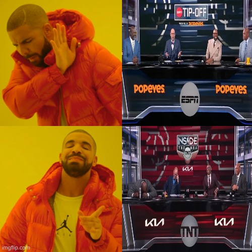 NBA tip-off meme | image tagged in memes,drake hotline bling,nba,nba memes,basketball meme,shaq | made w/ Imgflip meme maker