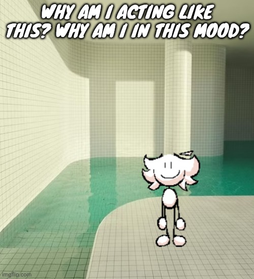 skrunkly poolrooms | WHY AM I ACTING LIKE THIS? WHY AM I IN THIS MOOD? | image tagged in skrunkly poolrooms | made w/ Imgflip meme maker