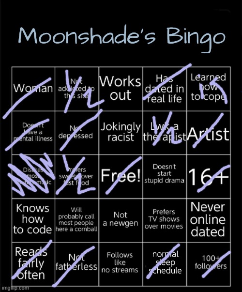 Moonshade's Bingo | image tagged in moonshade's bingo | made w/ Imgflip meme maker