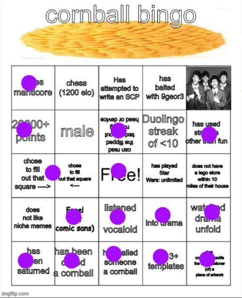 that one bluey character :3 | image tagged in cornball bingo | made w/ Imgflip meme maker