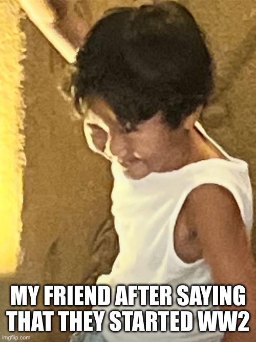 That one guy | MY FRIEND AFTER SAYING THAT THEY STARTED WW2 | image tagged in that one guy | made w/ Imgflip meme maker