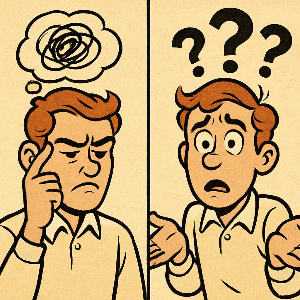 side by side pics. pic on the left someone thinking really hard. Blank Meme Template