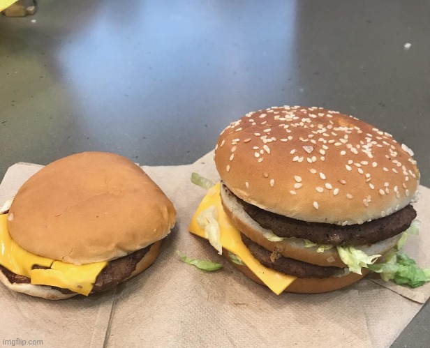 gigachad meme but it's burgers I found | image tagged in burger comparison | made w/ Imgflip meme maker