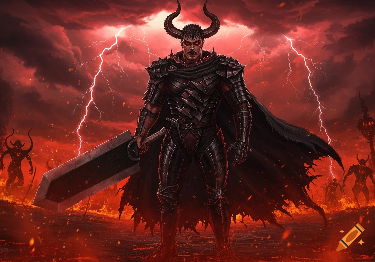 Guts from Berserk as a demon Blank Meme Template