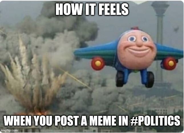 Flying Away From Chaos | HOW IT FEELS; WHEN YOU POST A MEME IN #POLITICS | image tagged in flying away from chaos | made w/ Imgflip meme maker