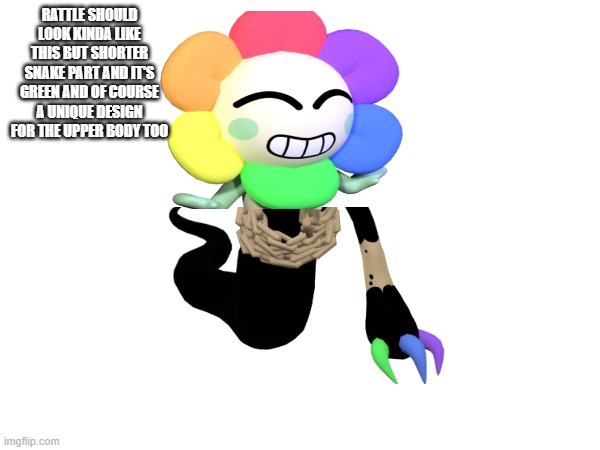 RATTLE SHOULD LOOK KINDA LIKE THIS BUT SHORTER SNAKE PART AND IT'S GREEN AND OF COURSE A UNIQUE DESIGN FOR THE UPPER BODY TOO | made w/ Imgflip meme maker