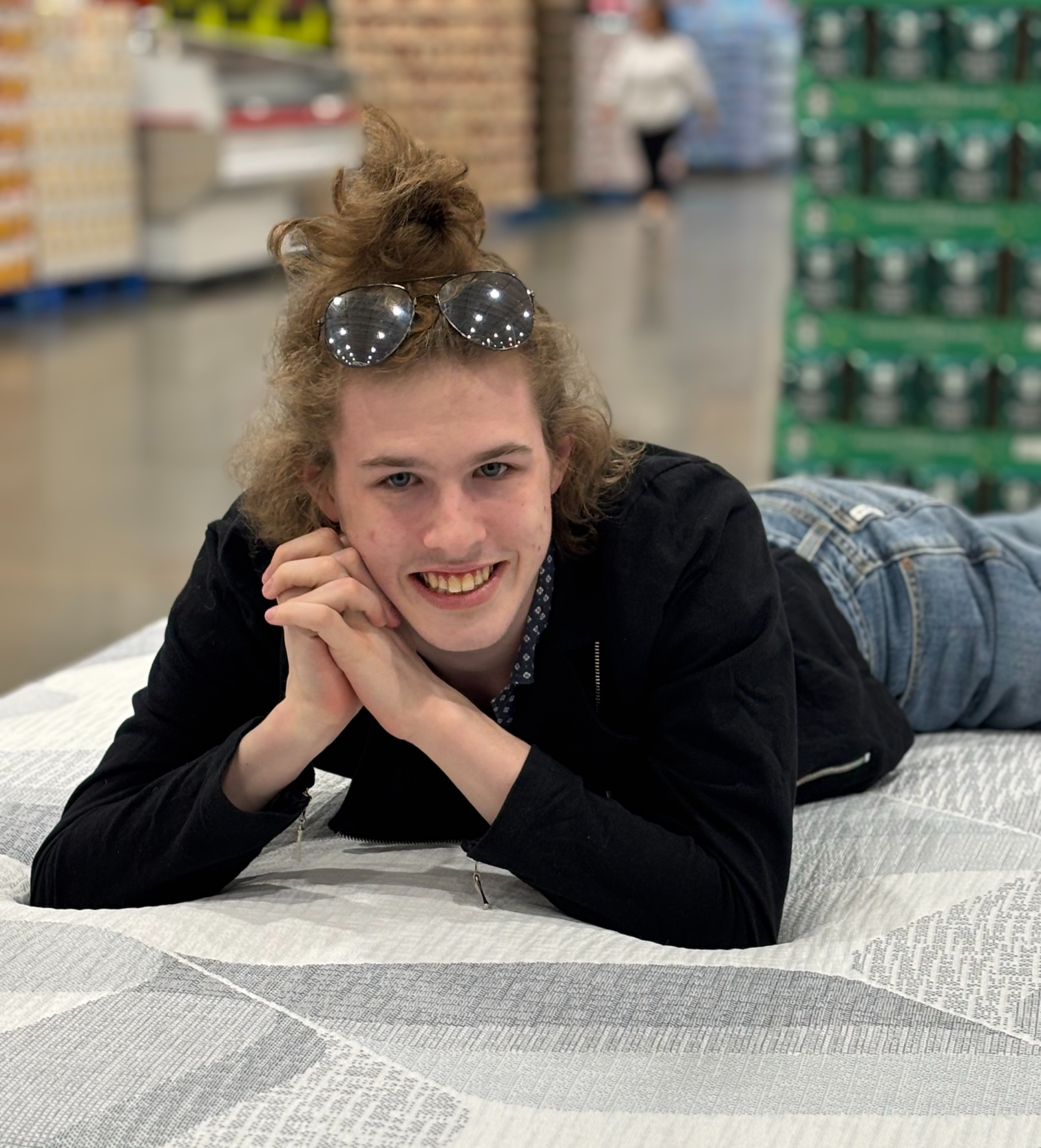 High Quality Liam Keel on display mattress, October 20th, 2025. Blank Meme Template
