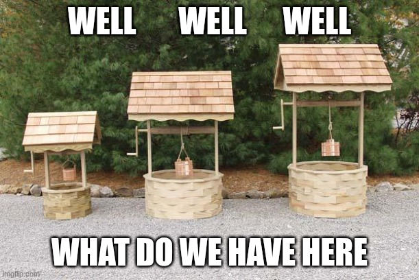 Well Well Well | WELL       WELL      WELL; WHAT DO WE HAVE HERE | image tagged in well well well | made w/ Imgflip meme maker