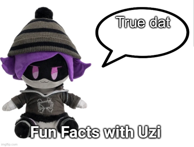 True dat | image tagged in fun facts with uzi plush edition | made w/ Imgflip meme maker