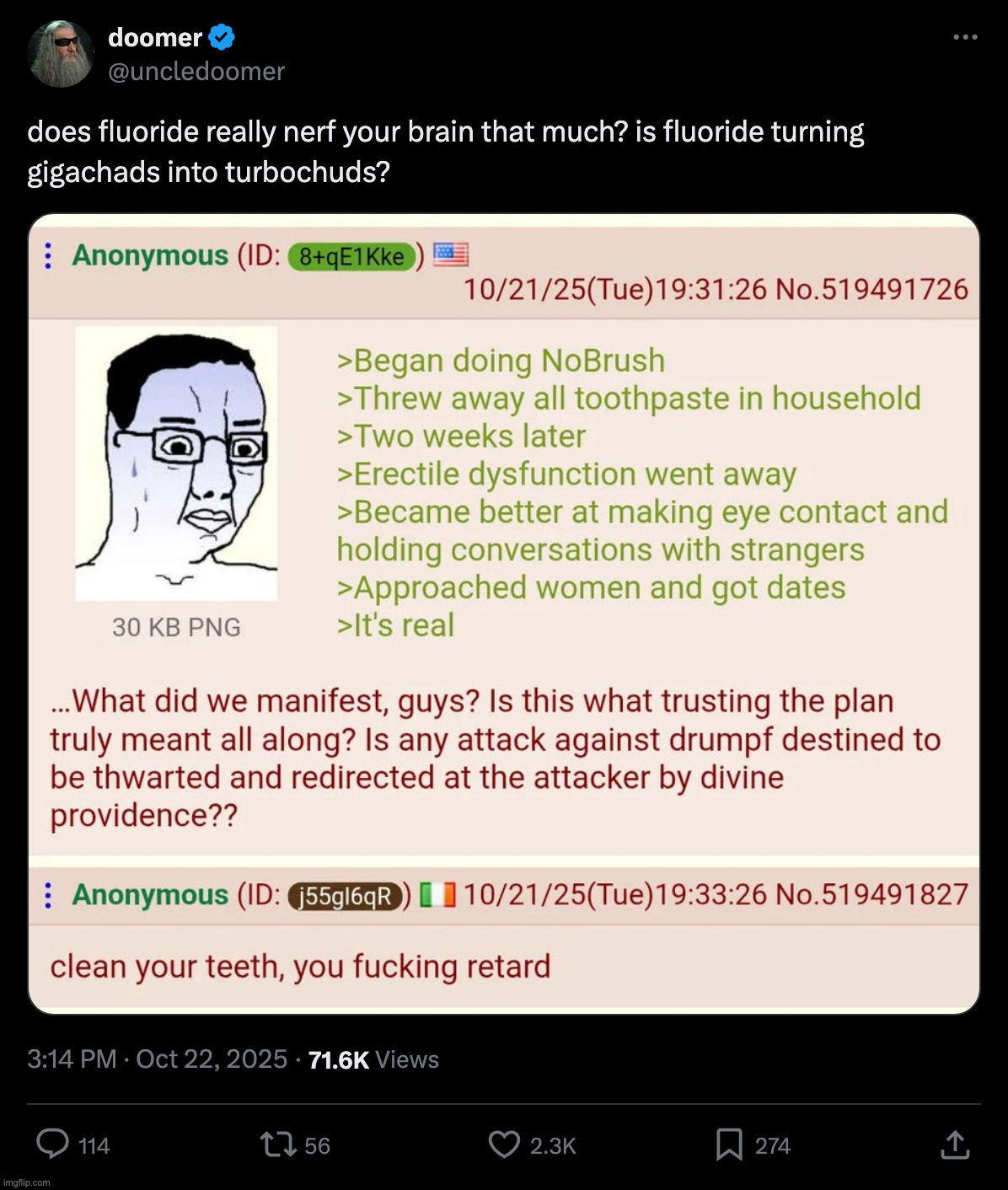 Sharty's nobrush misinformation campaign is currently going well | made w/ Imgflip meme maker