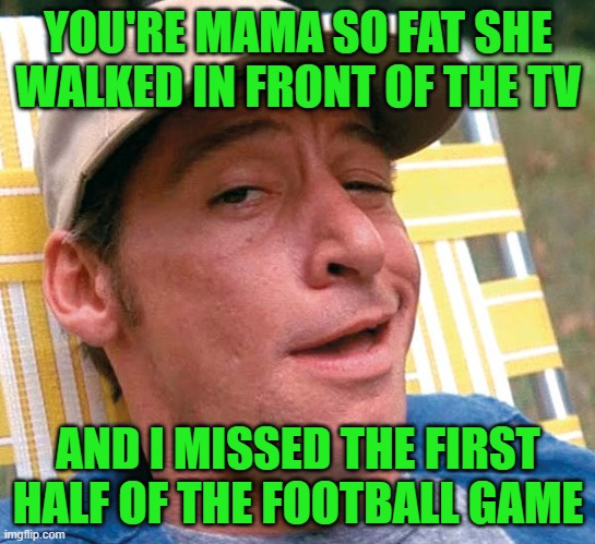 YOU'RE MAMA SO FAT SHE WALKED IN FRONT OF THE TV AND I MISSED THE FIRST HALF OF THE FOOTBALL GAME | made w/ Imgflip meme maker