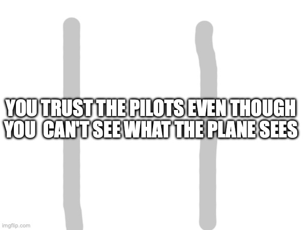 YOU TRUST THE PILOTS EVEN THOUGH YOU  CAN'T SEE WHAT THE PLANE SEES | made w/ Imgflip meme maker