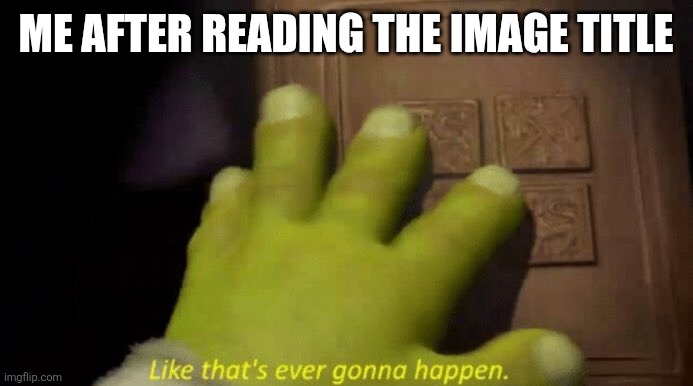 Like that's ever gonna happen. | ME AFTER READING THE IMAGE TITLE | image tagged in like that's ever gonna happen | made w/ Imgflip meme maker
