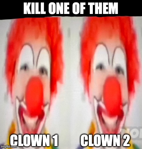 I have two sides | KILL ONE OF THEM; CLOWN 1         CLOWN 2 | image tagged in i have two sides | made w/ Imgflip meme maker