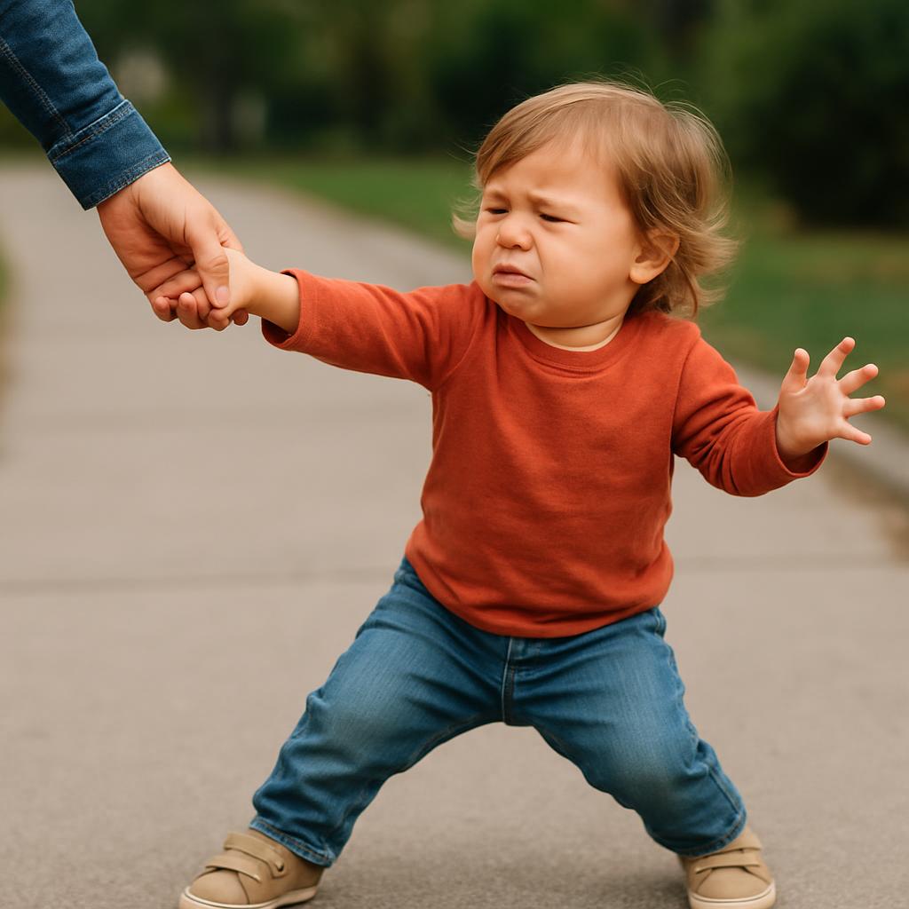 Toddler refusing to hold their parent’s hand Blank Meme Template