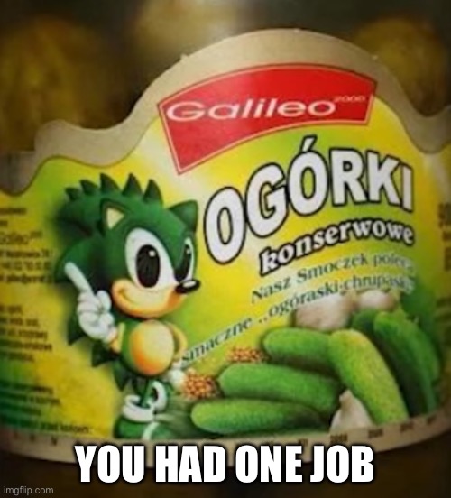 You had one job | YOU HAD ONE JOB | image tagged in sonic pickles,you had one job | made w/ Imgflip meme maker