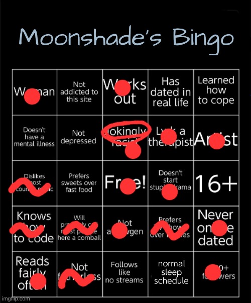 Moonshade's Bingo | image tagged in moonshade's bingo | made w/ Imgflip meme maker