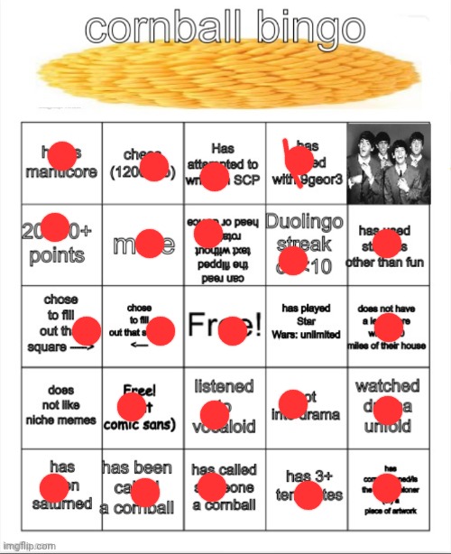 cornball bingo | image tagged in cornball bingo | made w/ Imgflip meme maker
