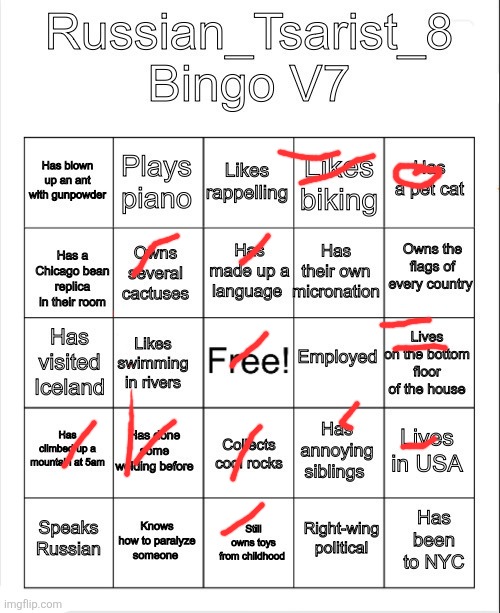 Russian_Tsarist_8 Bingo V7 | image tagged in russian_tsarist_8 bingo v7 | made w/ Imgflip meme maker