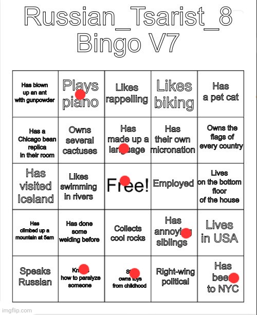 Russian_Tsarist_8 Bingo V7 | image tagged in russian_tsarist_8 bingo v7 | made w/ Imgflip meme maker