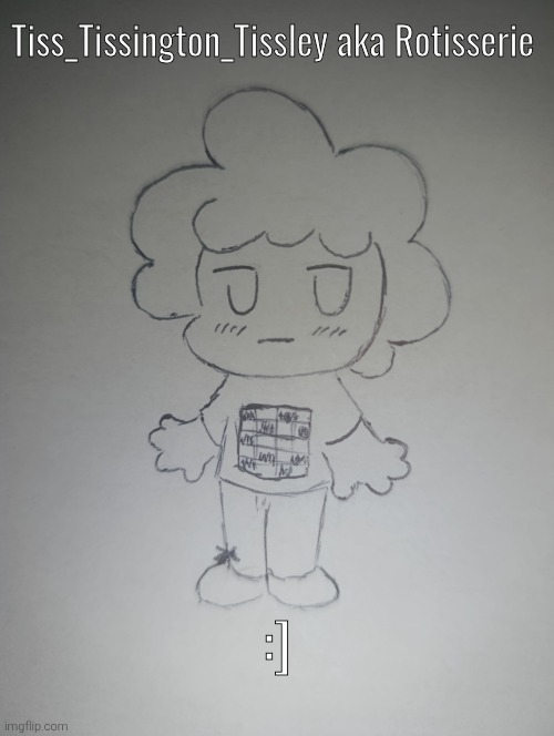 Tiss_Tissington_Tissley request from Tiss_Tissington_Tissley | Tiss_Tissington_Tissley aka Rotisserie; :] | image tagged in tiss_tissington_tissley | made w/ Imgflip meme maker