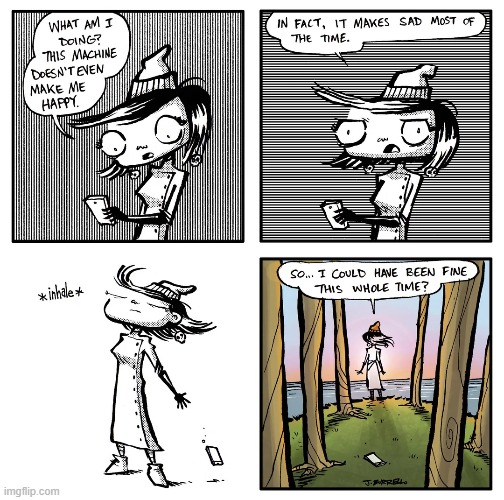 image tagged in phone,sad,outside,inhale,fresh air,happy | made w/ Imgflip meme maker