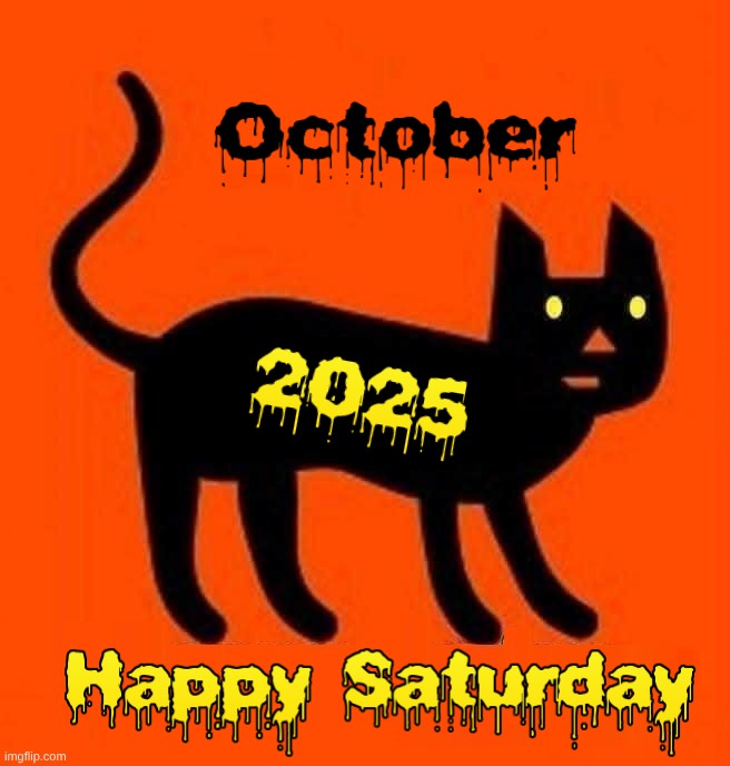 Happy Saturday! | image tagged in october,black cat,saturday,happy,happy saturday,black panther | made w/ Imgflip meme maker