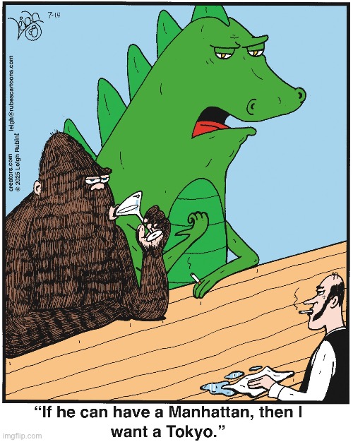 Rubes | image tagged in comics,rubes,king kong,godzilla,bar,drinks | made w/ Imgflip meme maker
