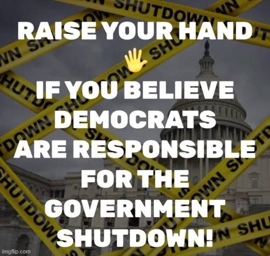 Without a doubt... | image tagged in democratic party,government shutdown,responsibility,upside down,liberal hypocrisy,opposite day | made w/ Imgflip meme maker
