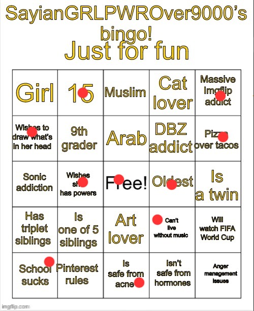 SayianGRLPWROver9000’s bingo | image tagged in sayiangrlpwrover9000 s bingo | made w/ Imgflip meme maker