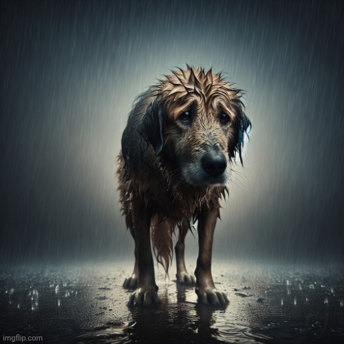 dog looks sad and confused in rain | image tagged in dog looks sad and confused in rain | made w/ Imgflip meme maker