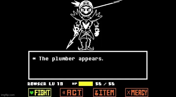battle against a true wa-wa-wa-wa-wa-wa | image tagged in the plumber appears | made w/ Imgflip meme maker
