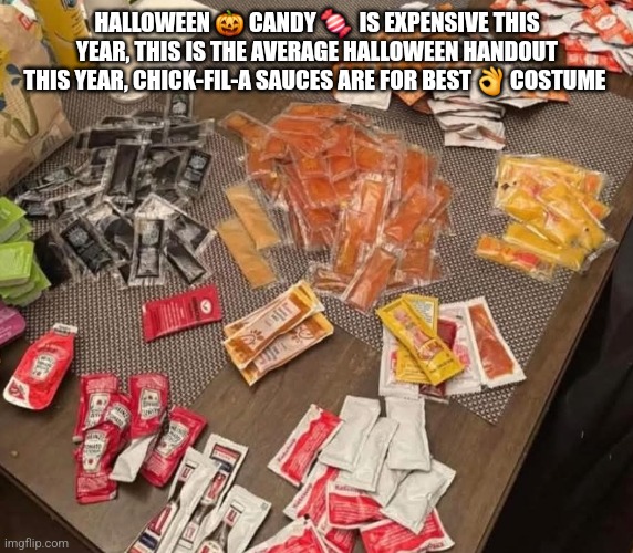 Readers highgest : America still recovering from creepy economy forced drastic changes for Halloween | HALLOWEEN 🎃 CANDY 🍬  IS EXPENSIVE THIS YEAR, THIS IS THE AVERAGE HALLOWEEN HANDOUT THIS YEAR, CHICK-FIL-A SAUCES ARE FOR BEST 👌 COSTUME | image tagged in wow | made w/ Imgflip meme maker