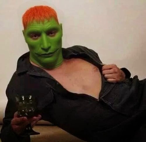 Sexy Green Mask with Orange hair Killer Blank Meme Template