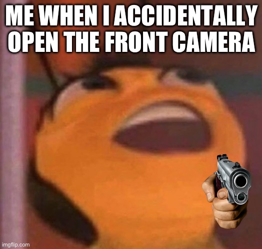 Bee Movie | ME WHEN I ACCIDENTALLY OPEN THE FRONT CAMERA | image tagged in bee movie | made w/ Imgflip meme maker