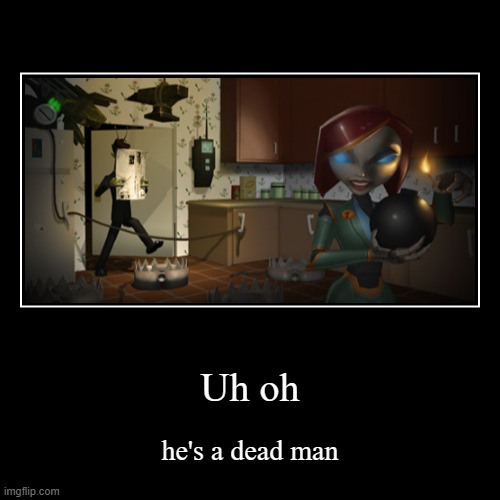 Dallas and Juanita | Uh oh | he's a dead man | image tagged in funny,demotivationals,ratchet and clank,ratchet deadlocked,playstation,ps2 | made w/ Imgflip demotivational maker