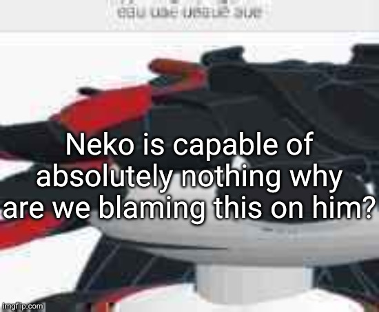 eau uae ueaue aue | Neko is capable of absolutely nothing why are we blaming this on him? | image tagged in eau uae ueaue aue | made w/ Imgflip meme maker